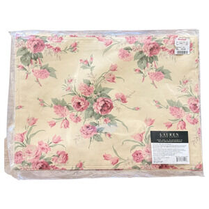 Set of 4 Ralph Lauren Placemats Flower Shed Pink Floral Reversible Cottage READ
